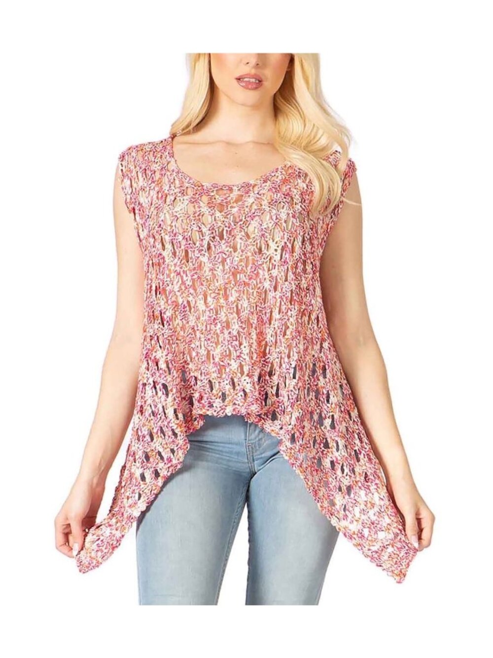 NWT BCBG Max Azria Multicolored Crochet Knit Cover Up Top | Boho Festival Indie - Picture 14 of 15